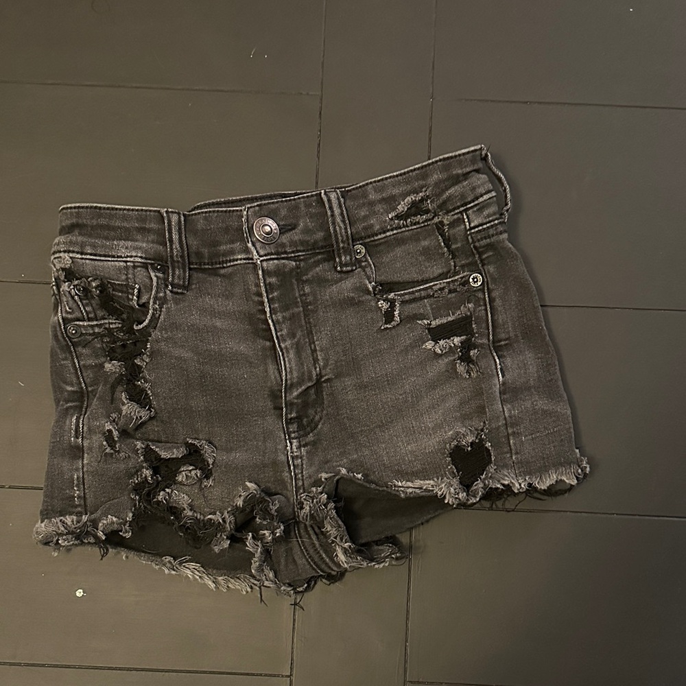 American Eagle Outfitters Black Distressed Jean Shorts